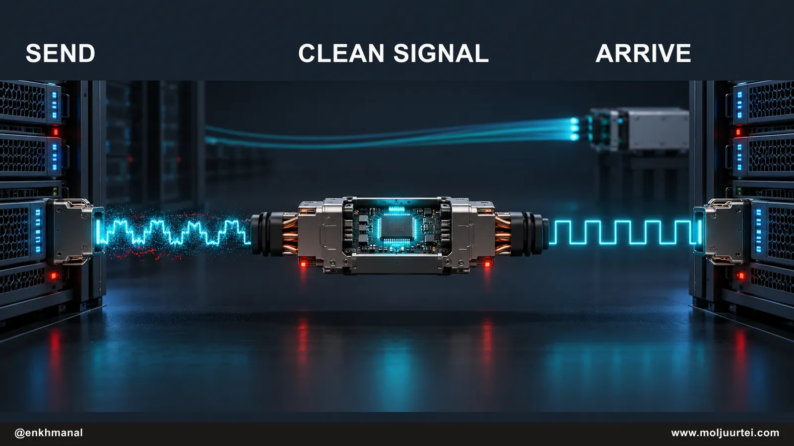 Credo active cable DSP restores a degraded signal between AI servers