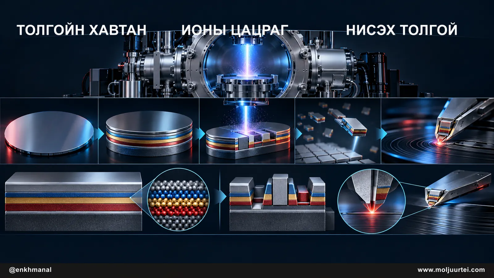 Ионы цацрагаар давхарга үүсгэж, сийлснээр HAMR толгойг хавтангаас эргэлдэх дискэн дээгүүр нисэх толгой болгох нь