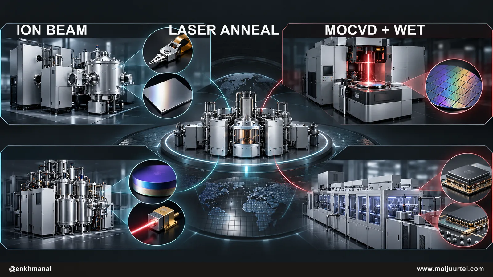 Veeco portfolio of ion-beam, laser annealing, MOCVD, wet processing and packaging tools