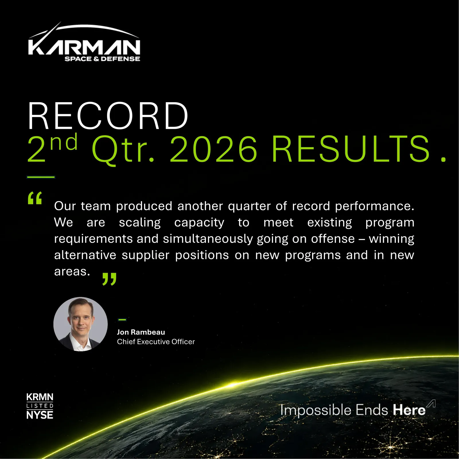 Karman Q2 2026 results exhibit with record revenue, EBITDA and backlog