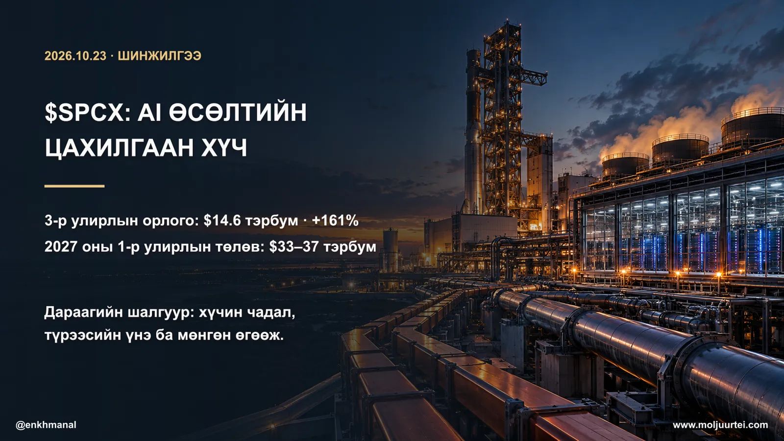 $SPCX — Цахилгаан, хөргөлт ба хиймэл оюуны хүчин чадлын уралдаан